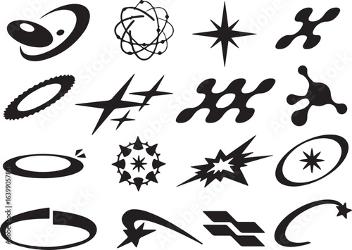 Icon Packs Y2K. Geometric Shapes EPS for Streetwear Graphic Design