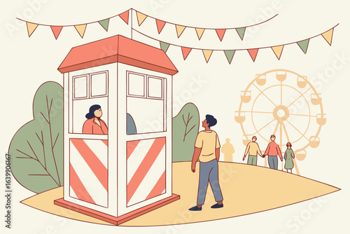 public information booth at a local fair with banners about illinois unclaimed property and a crowd browsing nearby