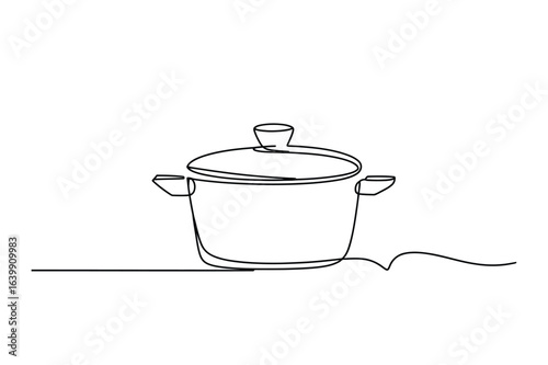 Minimalist One Line Drawing of a Cooking Pot – Continuous Line Kitchen Illustration