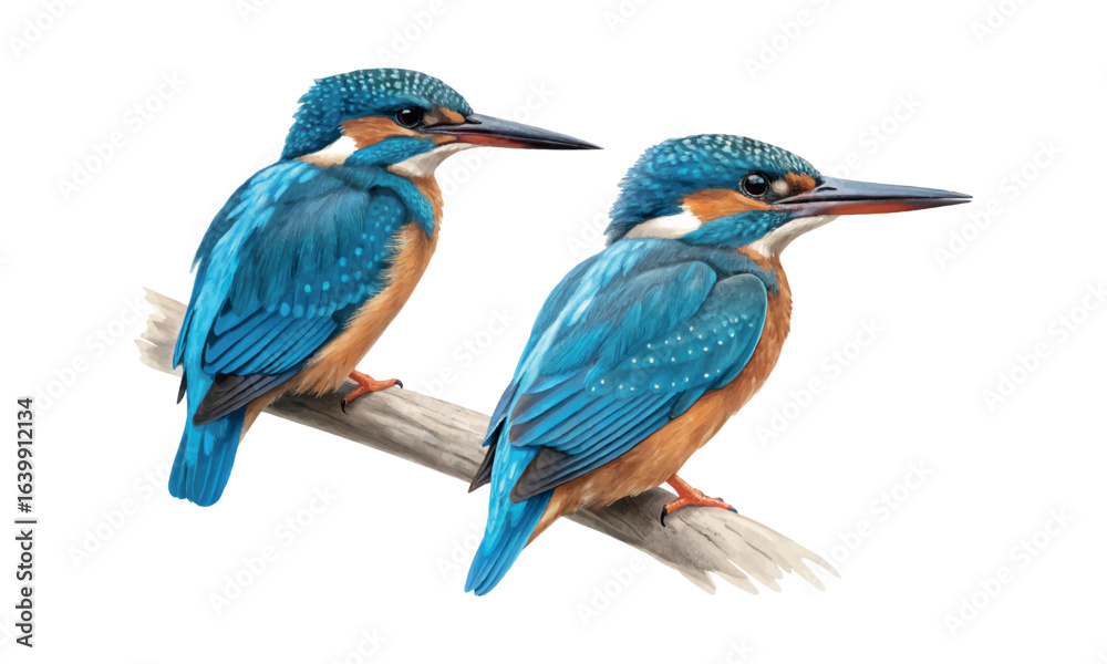 Fototapeta premium Kingfisher hid illustrations on white background.01