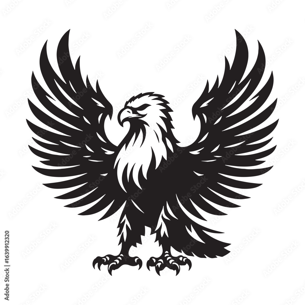 Obraz premium Sharp Vision Eagle Silhouette – Eagle Vector Outline for Artistic Design – Eagle Illustration – Bird Silhouette – Silhouette of Eagle