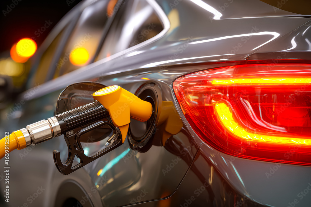 Fototapeta premium Refueling a modern luxury car at night