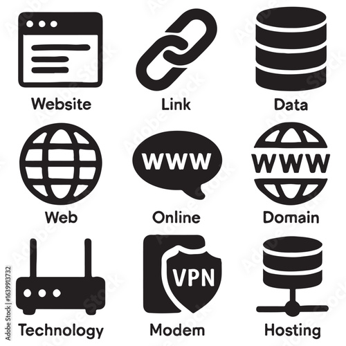Internet icon set vector