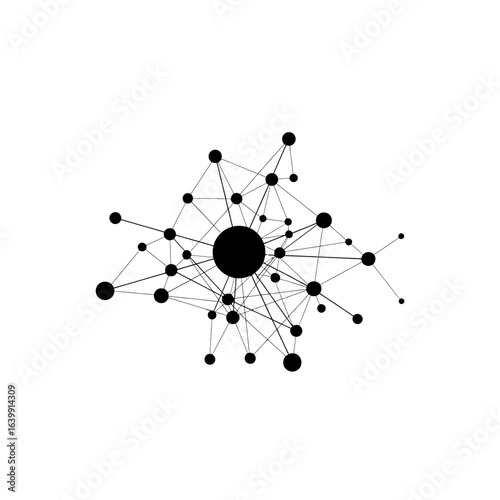 Abstract network of nodes and lines isolated on white background