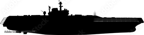 black silhouette aircraft carrier on white background clip art preview