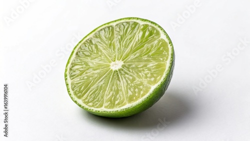  Half of fresh lime fruit on white background