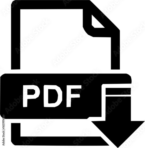 Pdf file download icon vector  silhouette illustration isolated on white background 