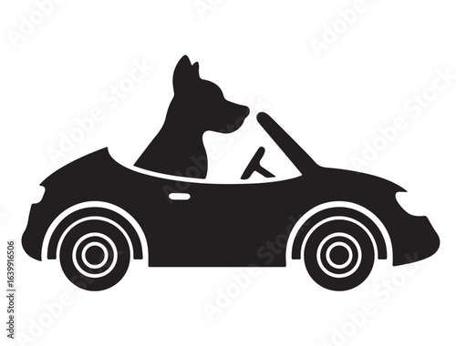 Dog playing in silhouette on white background