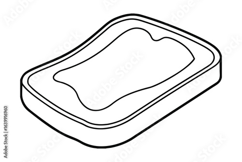 Minimalist single line drawing a soap dish with soap soapdish cleaning