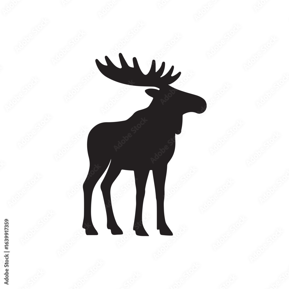 Fototapeta premium Minimal Deer Silhouette Vector – Clean Stag Shape for Logo & Design