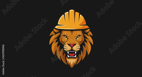 Lion head mascot vector illustration with tribal style and fierce wild expression
