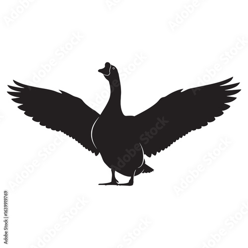 Graceful Goose Silhouette – Goose Vector Shape for High-Resolution Projects – Goose Illustration – Bird Silhouette – Silhouette of Goose

