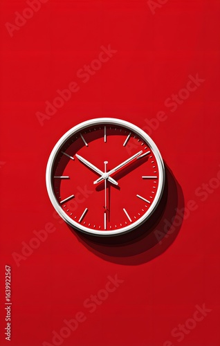Wallpaper Mural Modern round wall clock with a vibrant red face white hands and a sleek white frame. Torontodigital.ca