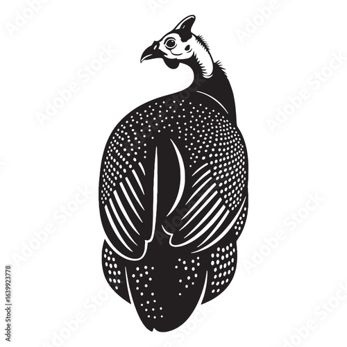 Distinctive Guinea Fowl Silhouette – Guinea Fowl Vector Graphic with Crisp Edges – Bird Illustration – Silhouette of Guinea Fowl

