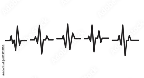 Multiple electrocardiogram heart rate line graph silhouette