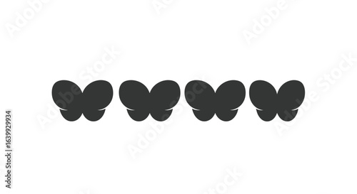 Four stylized black butterflies in a row silhouette