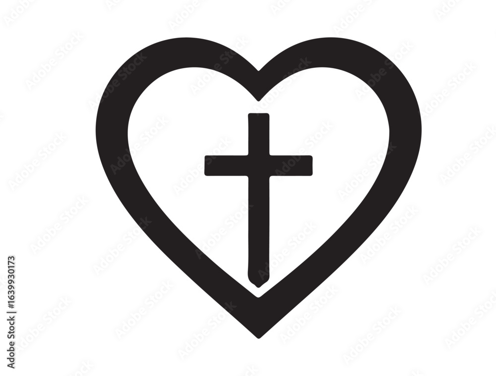 Obraz premium cross silhouette on white background