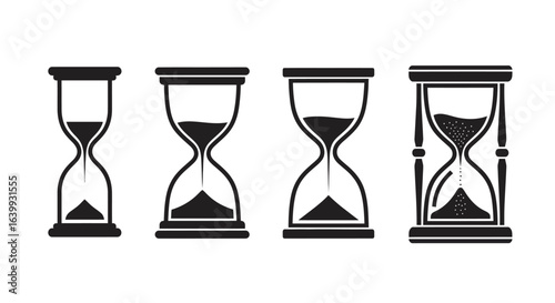 Four hourglass icons showing different stages of time passing silhouette