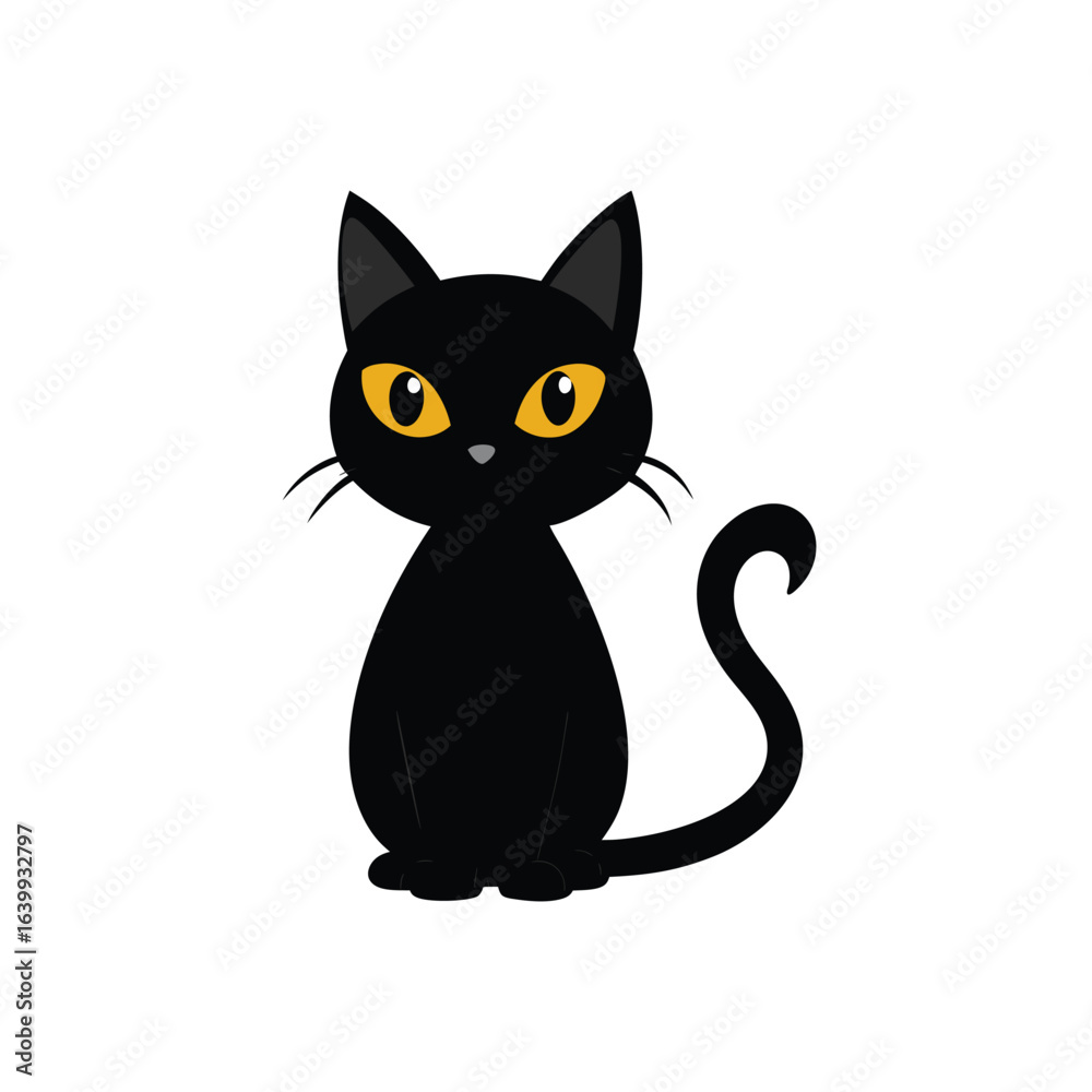 Fototapeta premium black cat with orange eyes vector