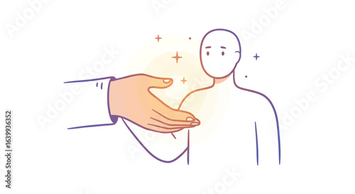 Friendly gesture and connection in minimalist linear art style