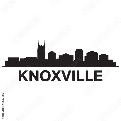 Knoxville skyline silhouette. Black Knoxville city. Vector black silhouette. with white background.