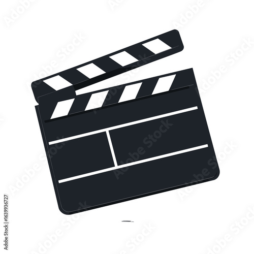 Clapperboard represents filmmaking process in studio setting, capturing creativity in action during the afternoon
