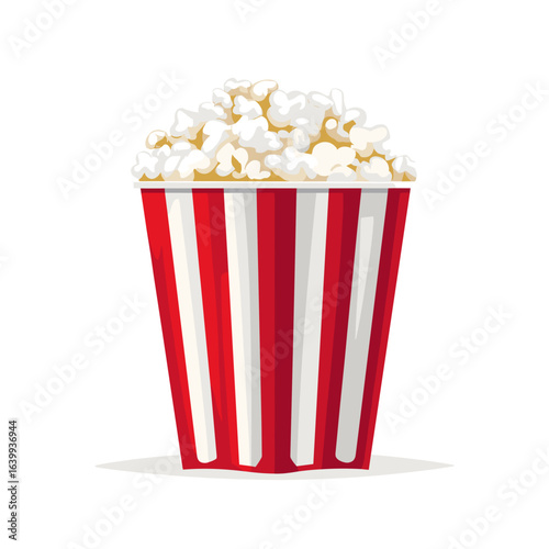 Classic striped popcorn bucket filled with buttery popcorn perfect for movie night or a fun celebration