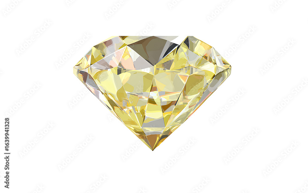 Fototapeta premium Glossy yellow diamond vector graphic isolated on transparent background