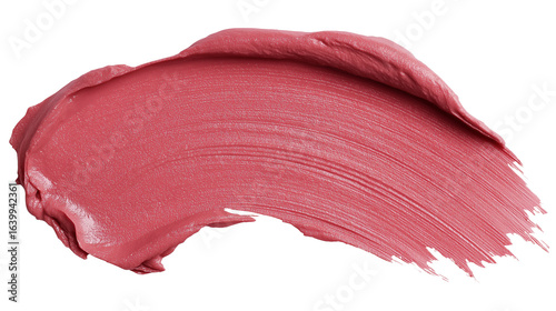 Velvet matte rose lipstick smear with soft edges, realistic creamy texture, isolated on white background, PNG format