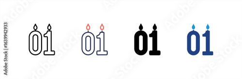 Birthday Candle icon set multiple style collection