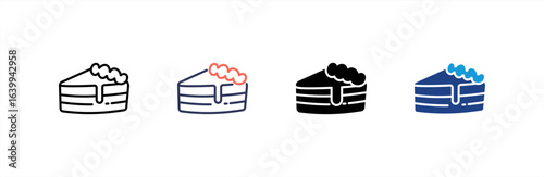 Cake icon set multiple style collection