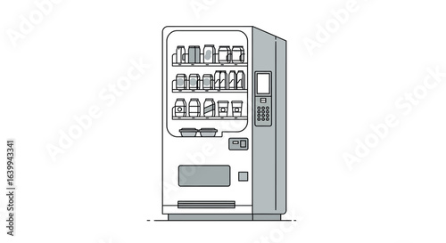Modern linear style vending machine with snacks and beverages