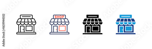 Store icon set multiple style collection