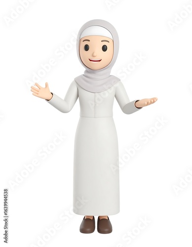 3D cartoon woman in traditional clothing