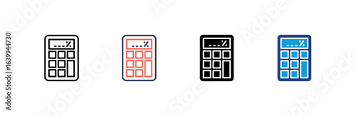 Calculator icon set multiple style collection