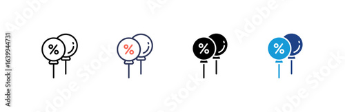 Balloon icon set multiple style collection