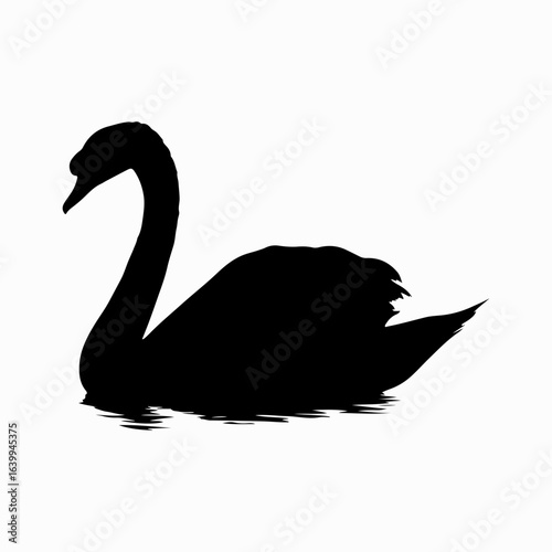 Swan Simple Black Single Icon Concept, Wild Lover Swan  Vector, Black Swan, Swan Silhouette Isolated Sign Design Element Logotype Style Art