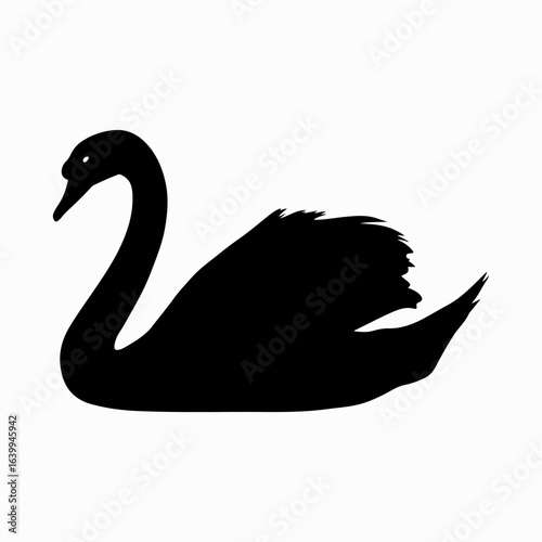 Swan Simple Black Single Icon Concept, Wild Lover Swan  Vector, Black Swan, Swan Silhouette Isolated Sign Design Element Logotype Style Art
