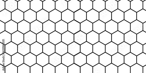 Honeycomb pattern with hexagon mesh texture bee comb grid. Line grid of hexagons black and white seamless pattern.