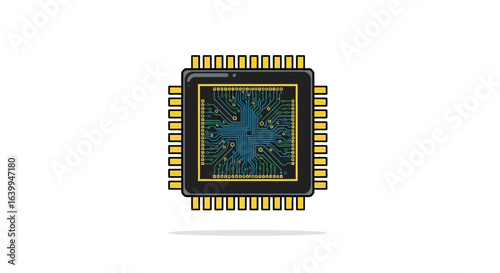 Illustration of a microchip cpu