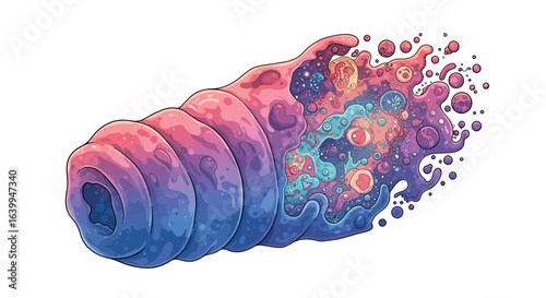 Abstract cosmic creature with swirling colors and galactic elements