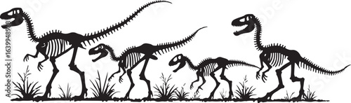 Black and white illustration of a wild wolf and a domestic dog silhouette