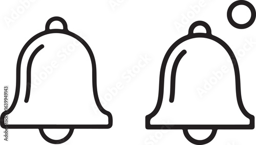 Notification Bell Icons: On and Off, Vector Illustration