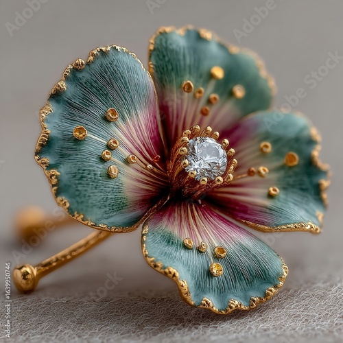Exquisite Detail of an Art Nouveau Brooch A Macro Photography Masterpiece Capturing Intricate Ornamentation and Design