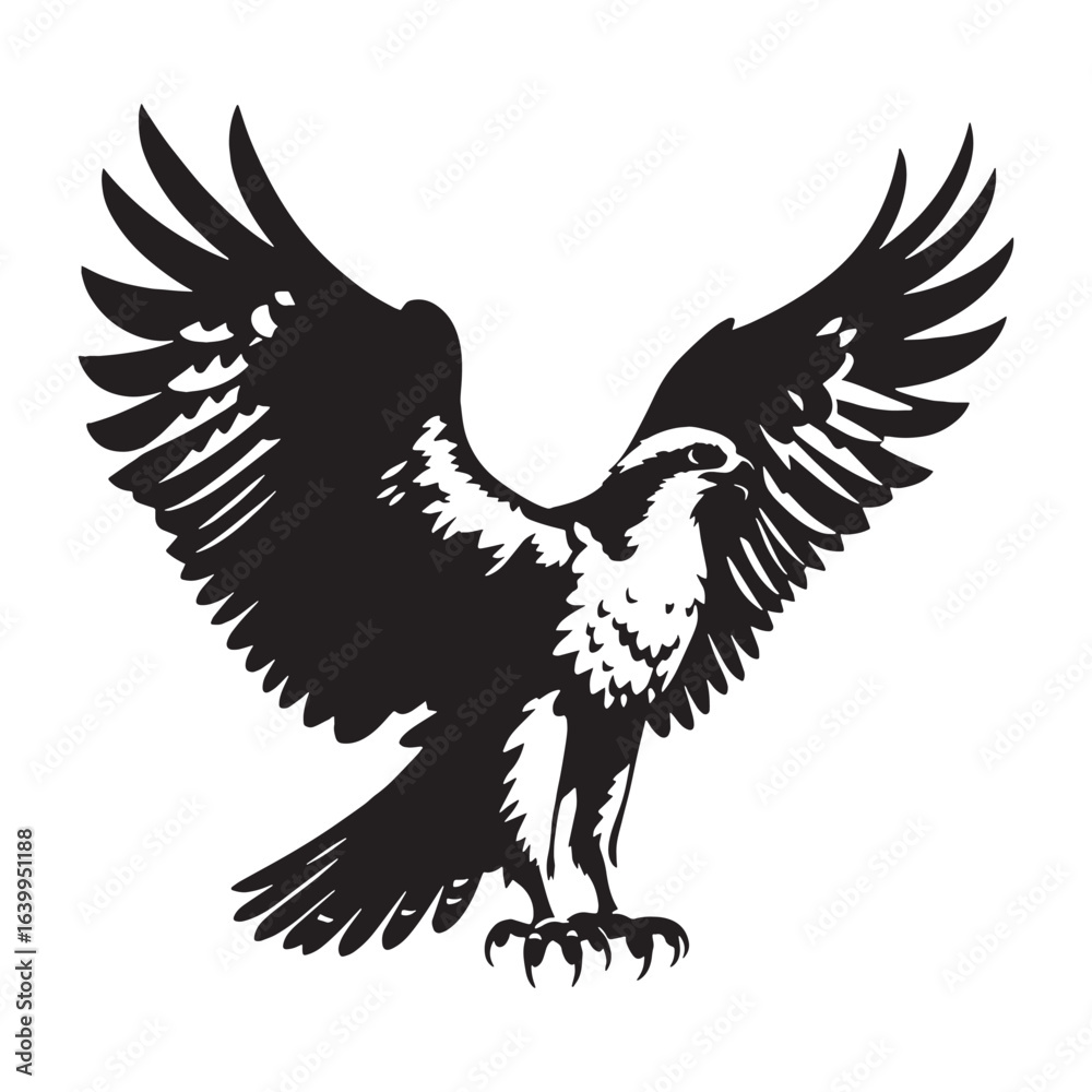 Obraz premium Refined Osprey Silhouette – Osprey Vector Design emphasizing its streamlined body – black vector of Osprey