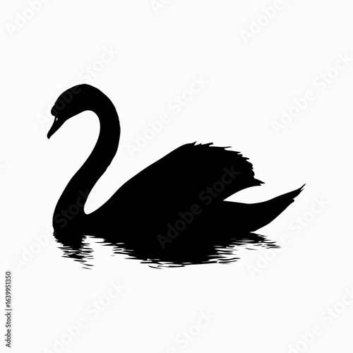 Swan Simple Black Single Icon Concept, Wild Lover Swan  Vector, Black Swan, Swan Silhouette Isolated Sign Design Element Logotype Style Art