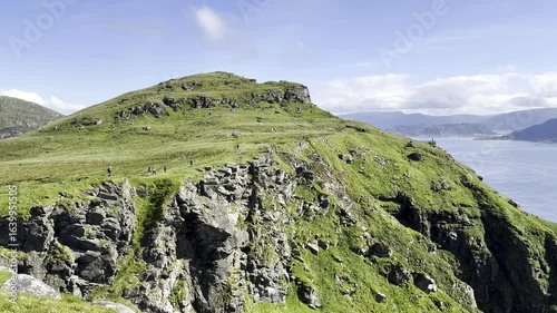 Rock mountains overlooking the sea on the island of Runde