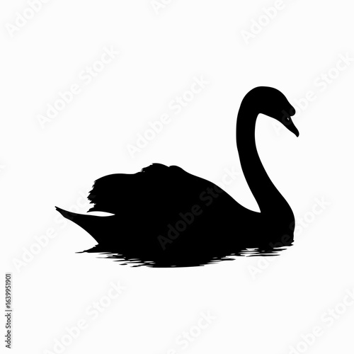 Swan Simple Black Single Icon Concept, Wild Lover Swan  Vector, Black Swan, Swan Silhouette Isolated Sign Design Element Logotype Style Art