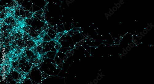 Abstract Turquoise Network of Connected Points on Black Background  Data Visualization Digital Connection Futuristic Design Element