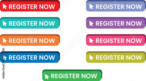 Free Register Now Buttons Vector Set